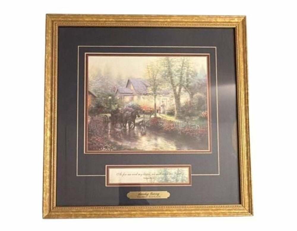 Thomas Kinkade Sunday Outing Framed Accent Print with COA Joshua 24:15